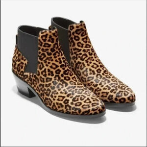 Cole Haan Gia leopard faux fur booties